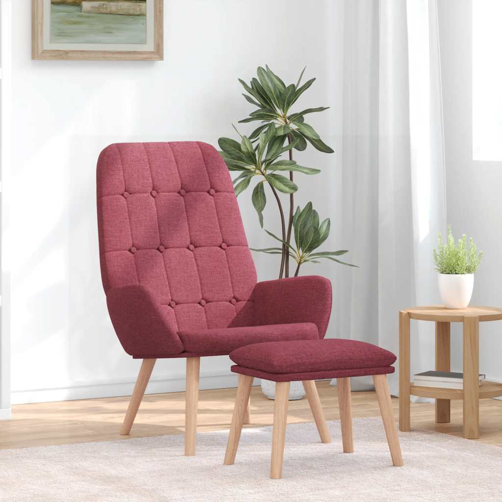Fåtölj Vinröd Vilstol med fotpall tyg