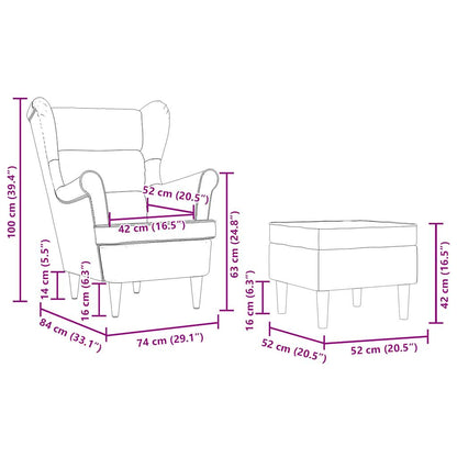 Fåtölj Mörkgrå med fotpall tyg