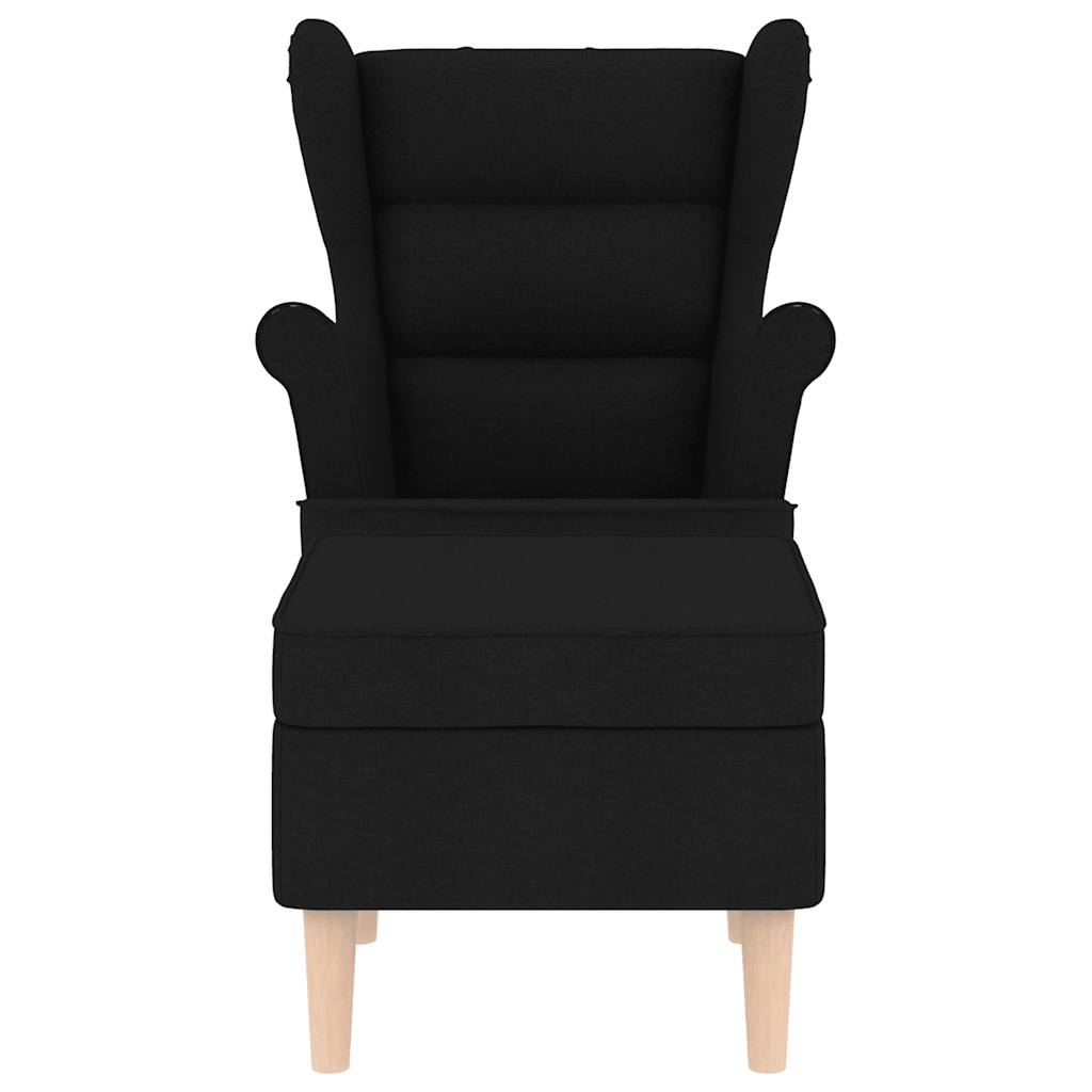Fåtölj Svart med fotpall tyg