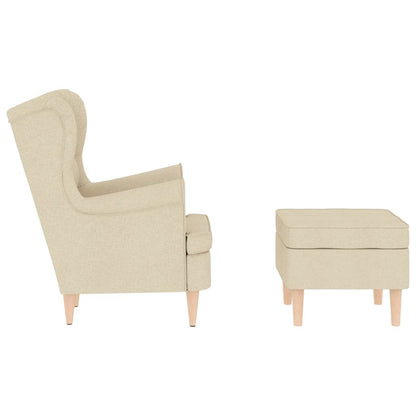 Fåtölj Gräddvit med fotpall tyg