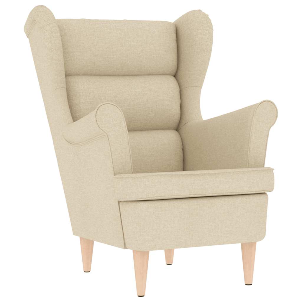 Fåtölj Gräddvit med fotpall tyg