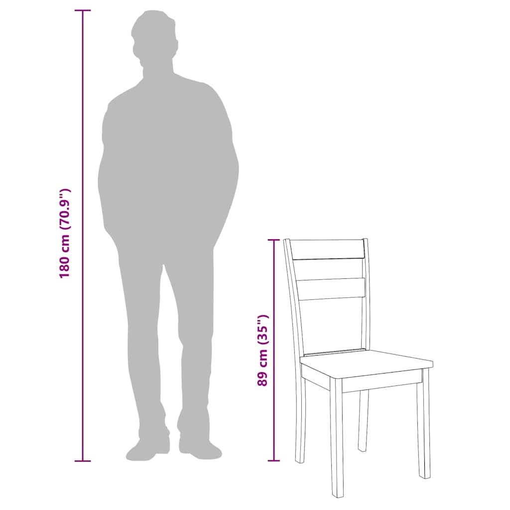 Matstolar 2 st vitt massivt trä gummi
