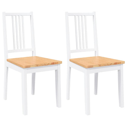 Matstolar 2 st vitt massivt trä gummi