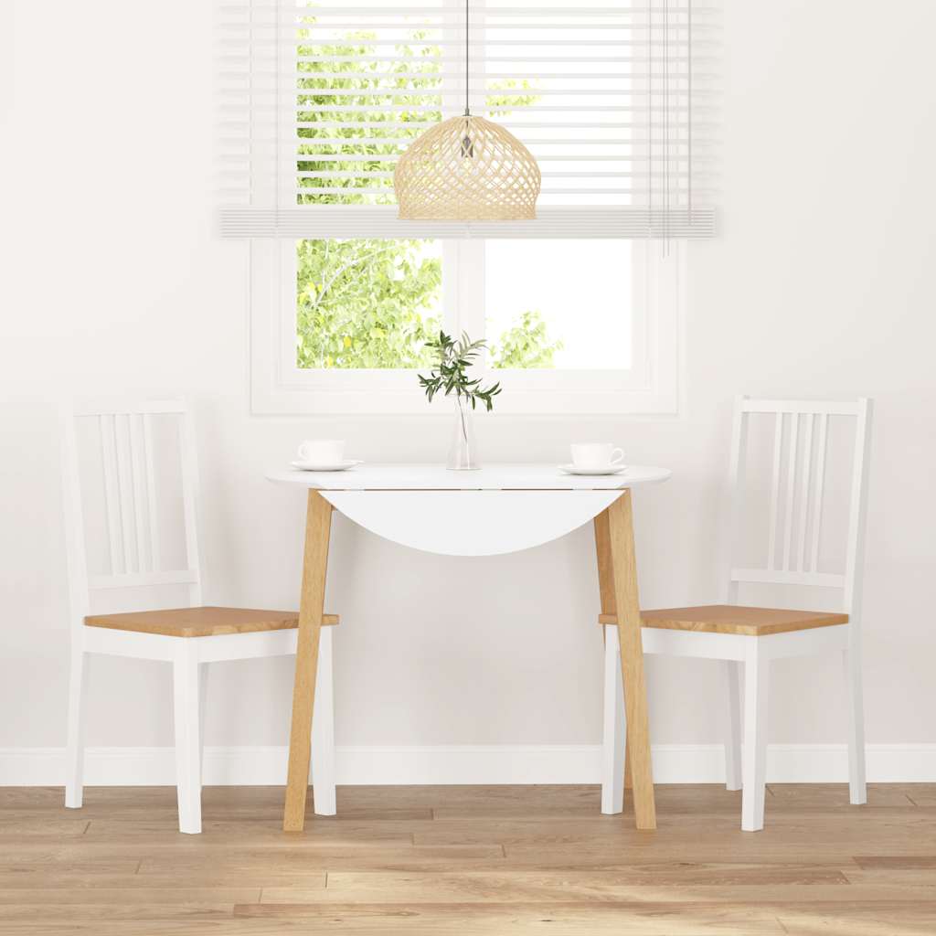 Matstolar 2 st vitt massivt trä gummi
