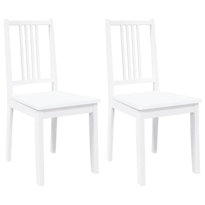 Matstolar 2 st vitt massivt trä gummi