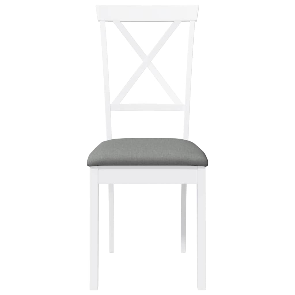 Matstolar med dynor 2 st, vit, massivt trä, gummi