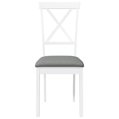 Matstolar med dynor 2 st, vit, massivt trä, gummi