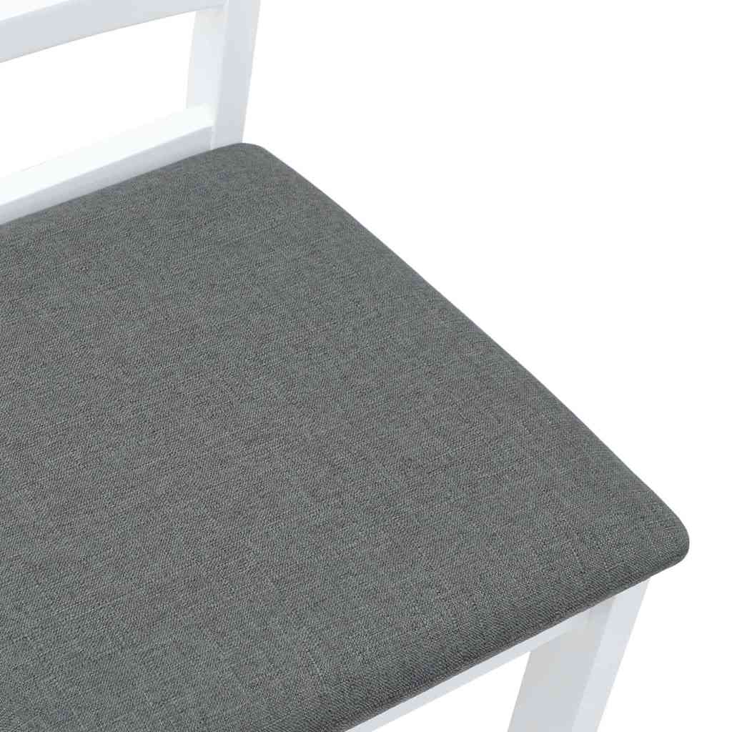 Matstolar med dynor 2 st, vit, massivt trä, gummi