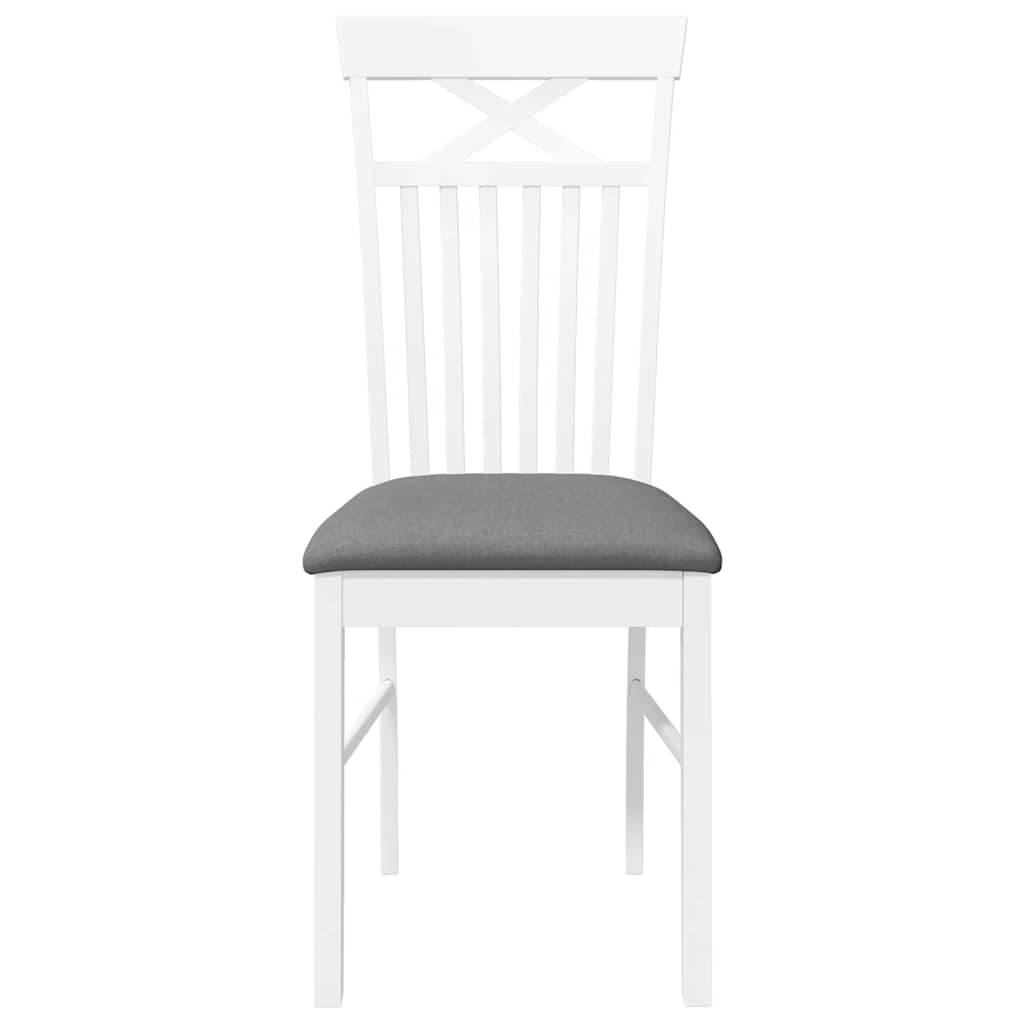 Matstolar med dynor 2 st, vit, massivt trä, gummi