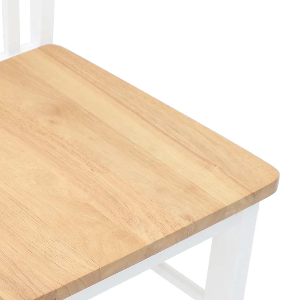 Matstolar 2 st vitt massivt trä gummi