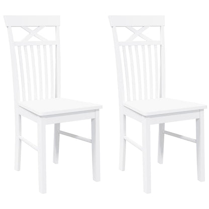 Matstolar 2 st vitt massivt trä gummi