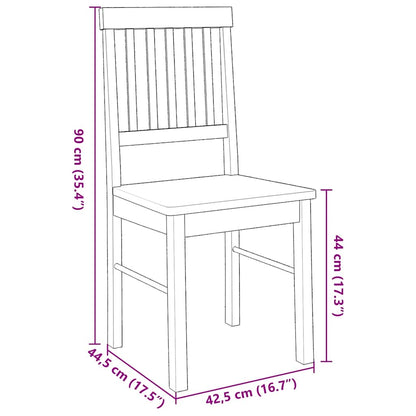Matstolar 2 st vitt massivt trä gummi