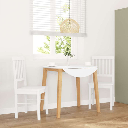 Matstolar 2 st vitt massivt trä gummi