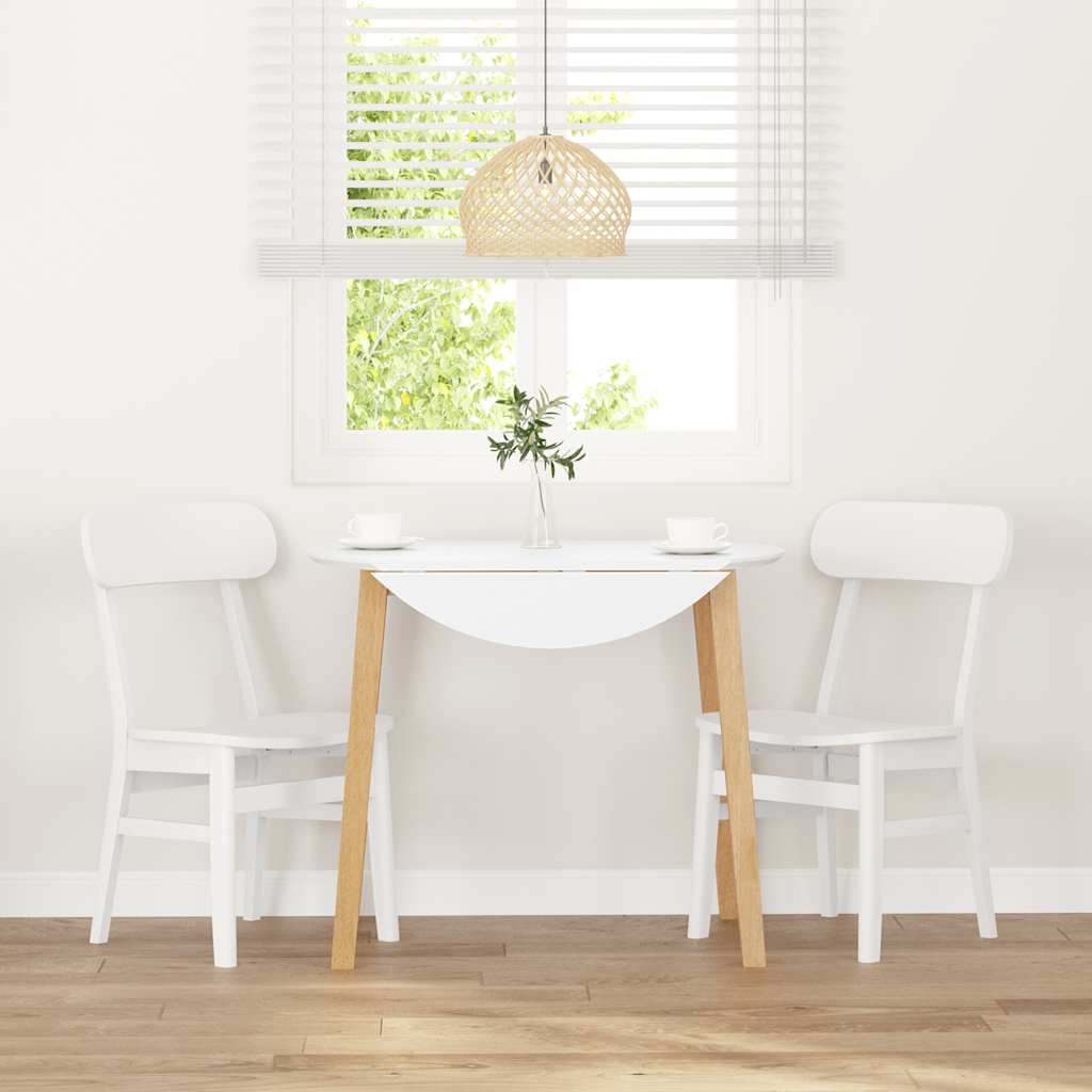 Matstolar 2 st vitt massivt trä gummi