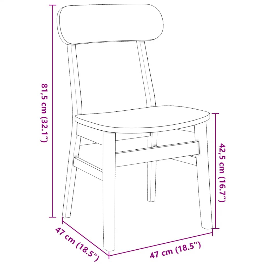 Matstolar 2 st vitt massivt trä gummi