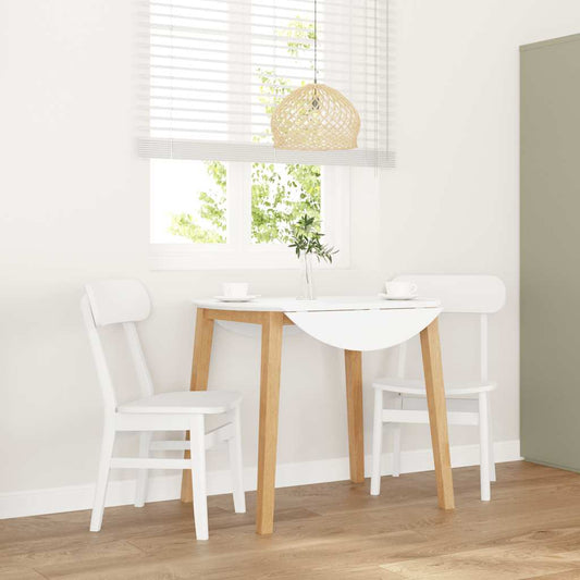 Matstolar 2 st vitt massivt trä gummi