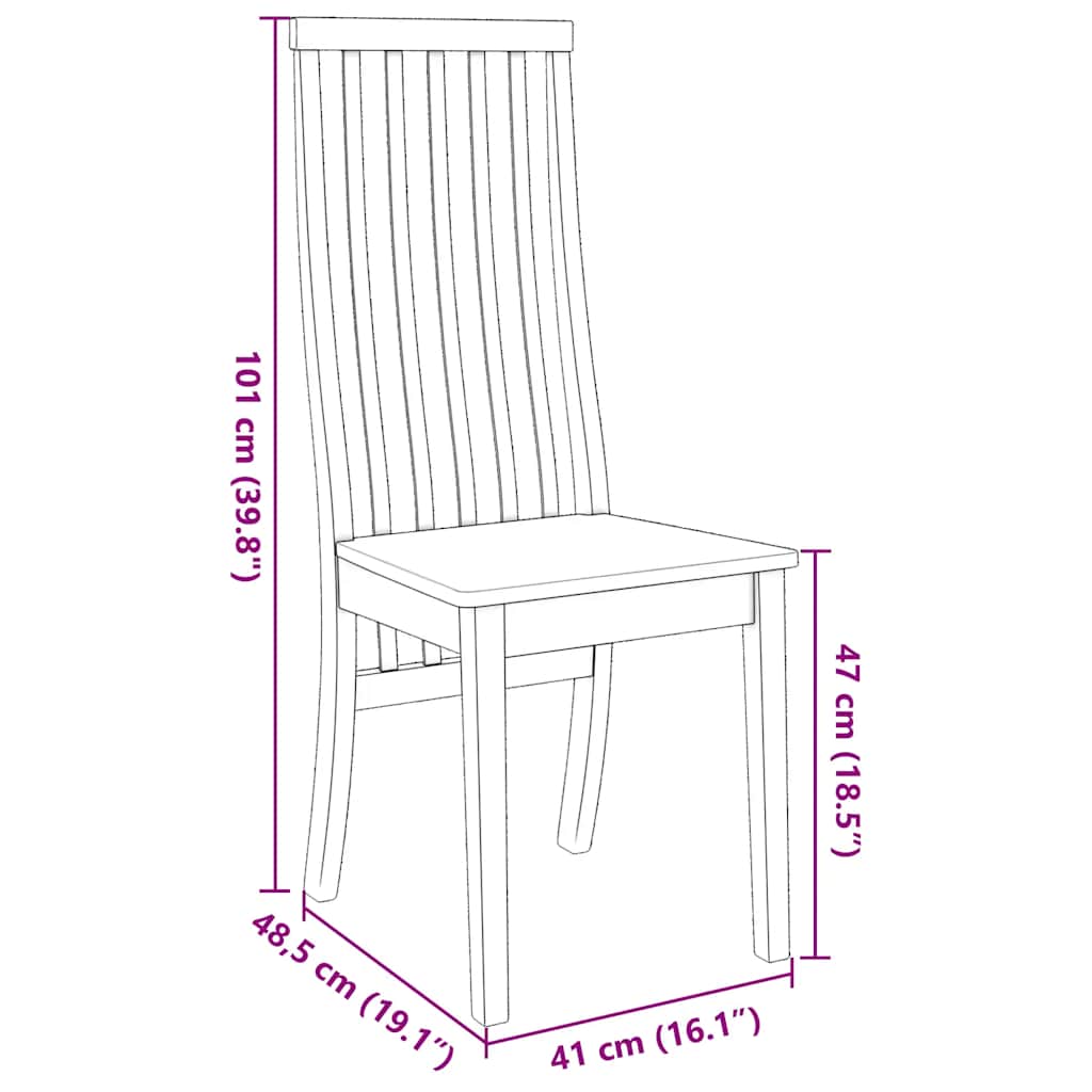 Matstolar 2 st massivt trä gummi