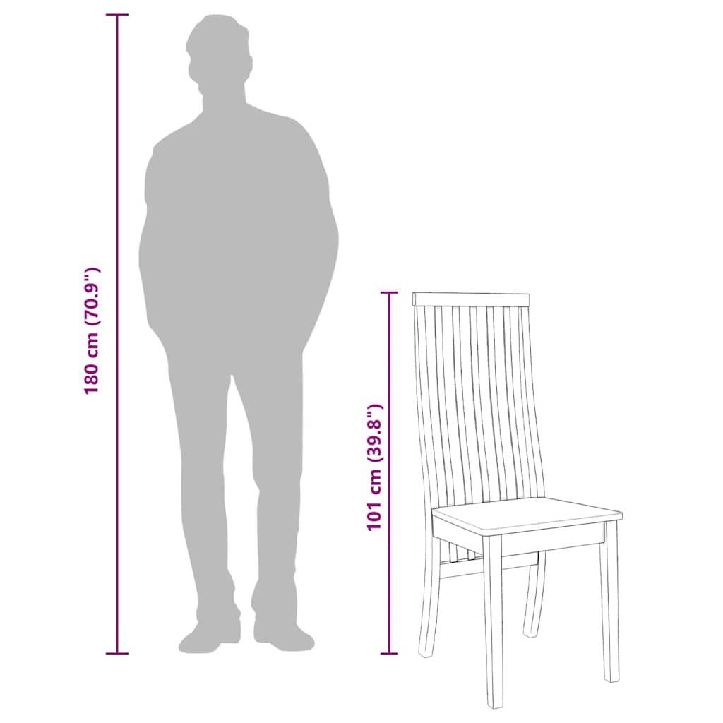 Matstolar 2 st massivt trä gummi