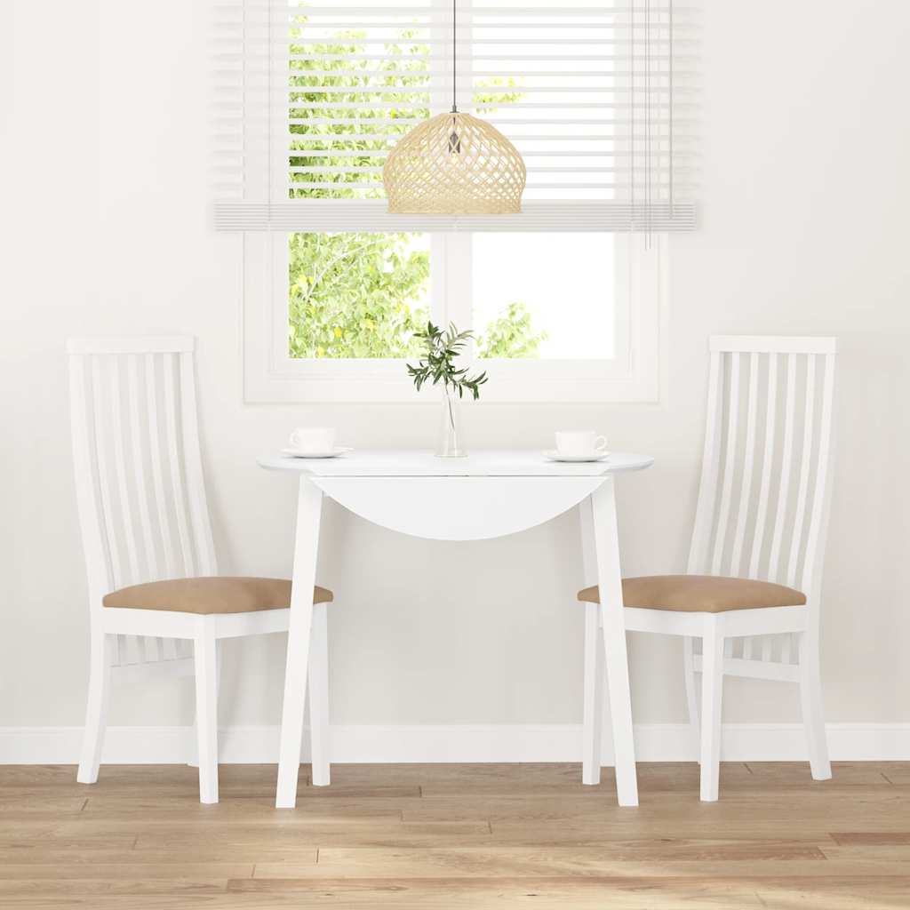Matstolar med dynor 2 st, vit, massivt trä, gummi