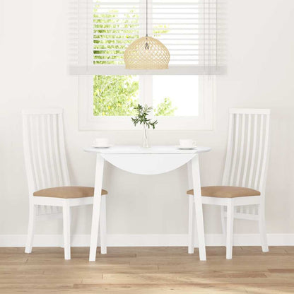 Matstolar med dynor 2 st, vit, massivt trä, gummi