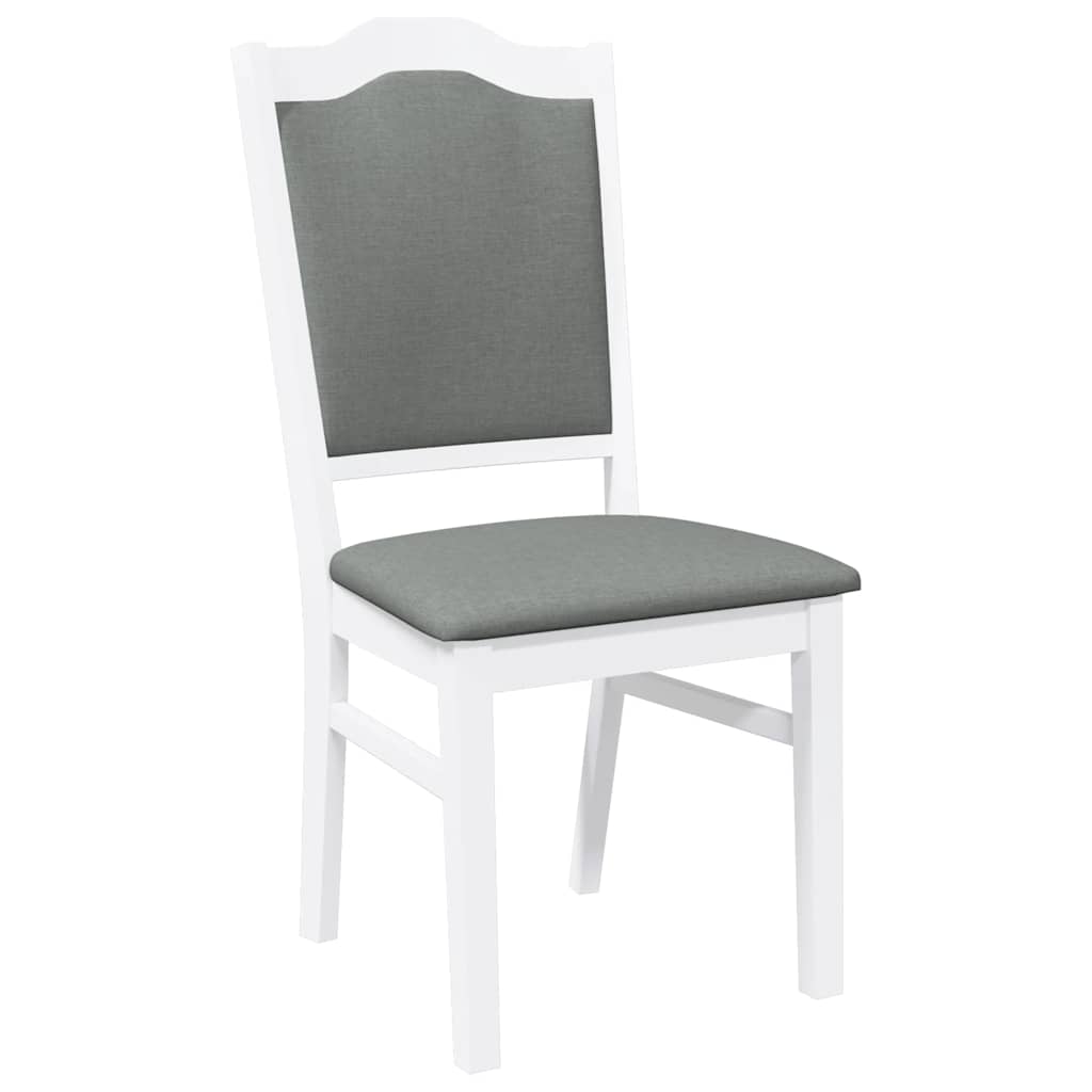 Matstolar med dynor 2 st, vit, massivt trä, gummi