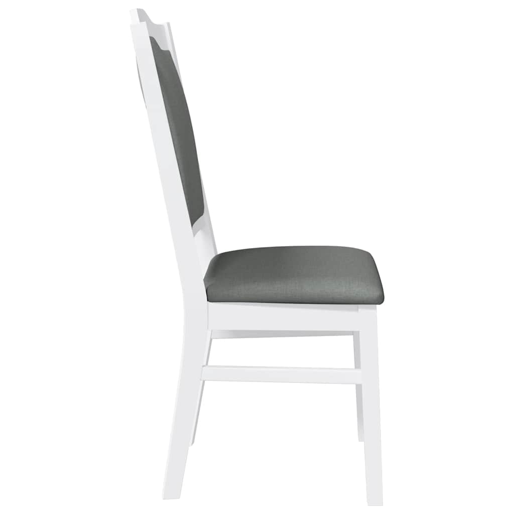 Matstolar med dynor 2 st, vit, massivt trä, gummi