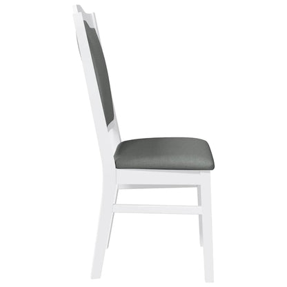 Matstolar med dynor 2 st, vit, massivt trä, gummi