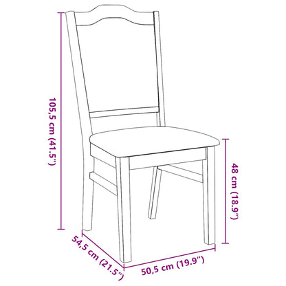 Matstolar med dynor 2 st, vit, massivt trä, gummi