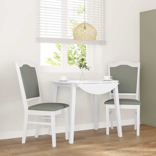 Matstolar med dynor 2 st, vit, massivt trä, gummi