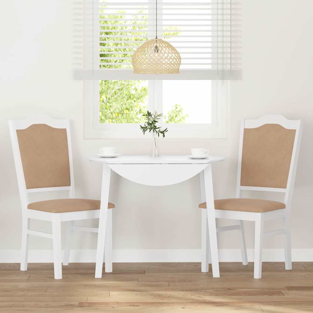 Matstolar med dynor 2 st, vit, massivt trä, gummi