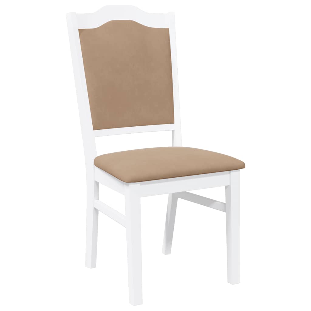 Matstolar med dynor 2 st, vit, massivt trä, gummi