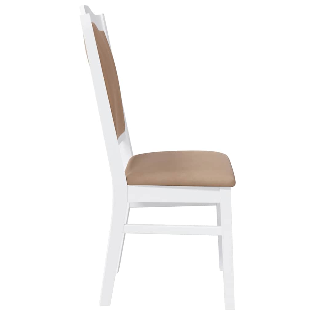 Matstolar med dynor 2 st, vit, massivt trä, gummi