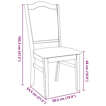 Matstolar med dynor 2 st, vit, massivt trä, gummi