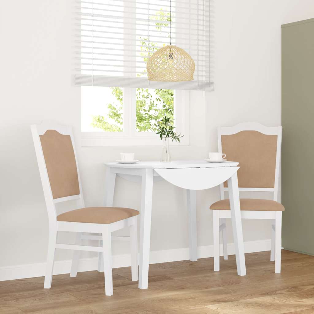 Matstolar med dynor 2 st, vit, massivt trä, gummi