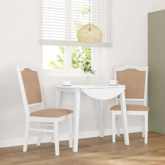 Matstolar med dynor 2 st, vit, massivt trä, gummi