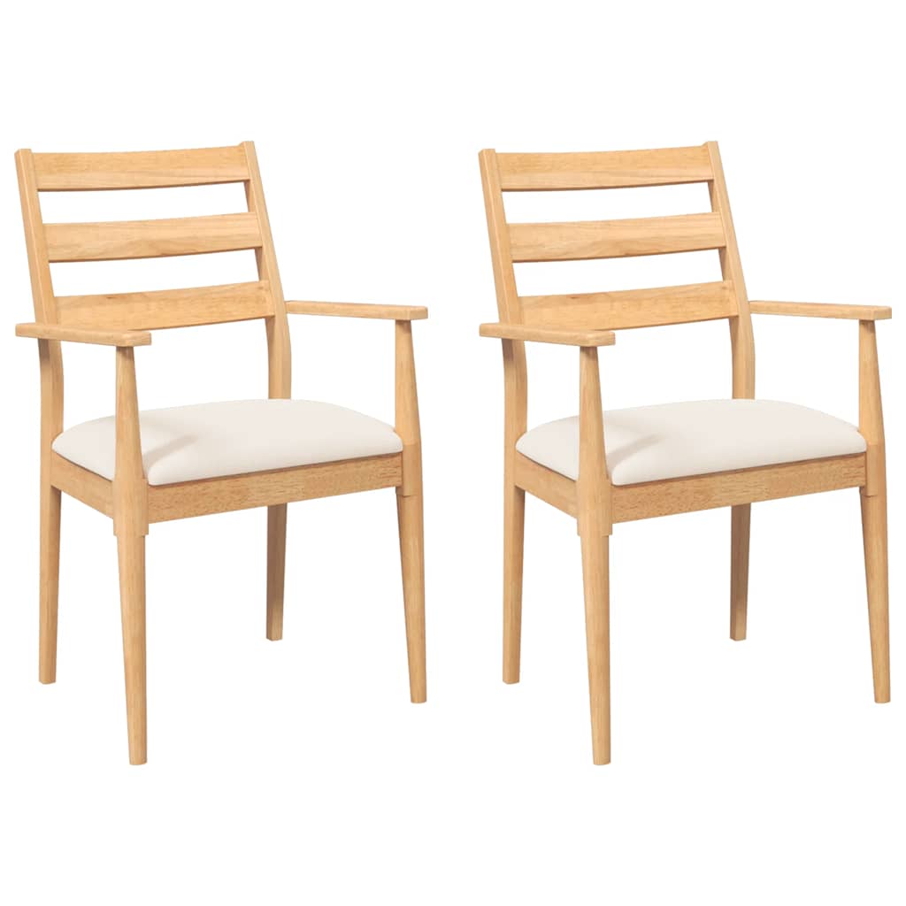 Matstolar med dynor 2 st massivt trä gummi