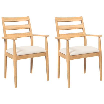 Matstolar med dynor 2 st massivt trä gummi