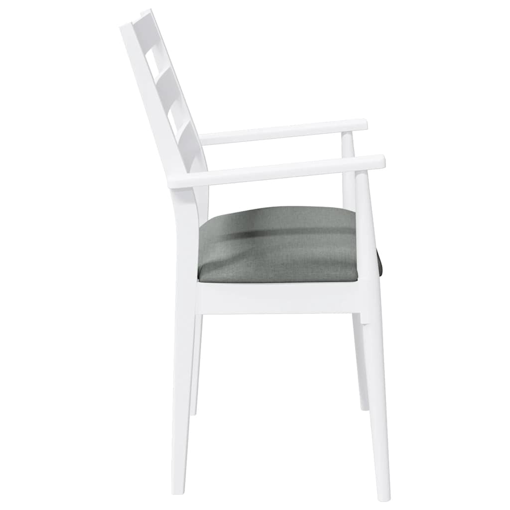 Matstolar med dynor 2 st, vit, massivt trä, gummi