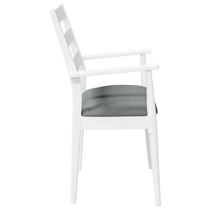 Matstolar med dynor 2 st, vit, massivt trä, gummi