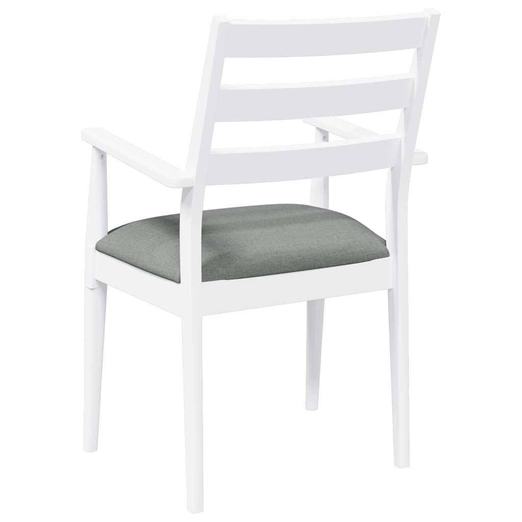 Matstolar med dynor 2 st, vit, massivt trä, gummi