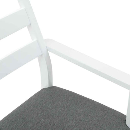 Matstolar med dynor 2 st, vit, massivt trä, gummi