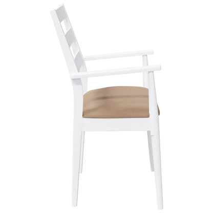 Matstolar med dynor 2 st, vit, massivt trä, gummi