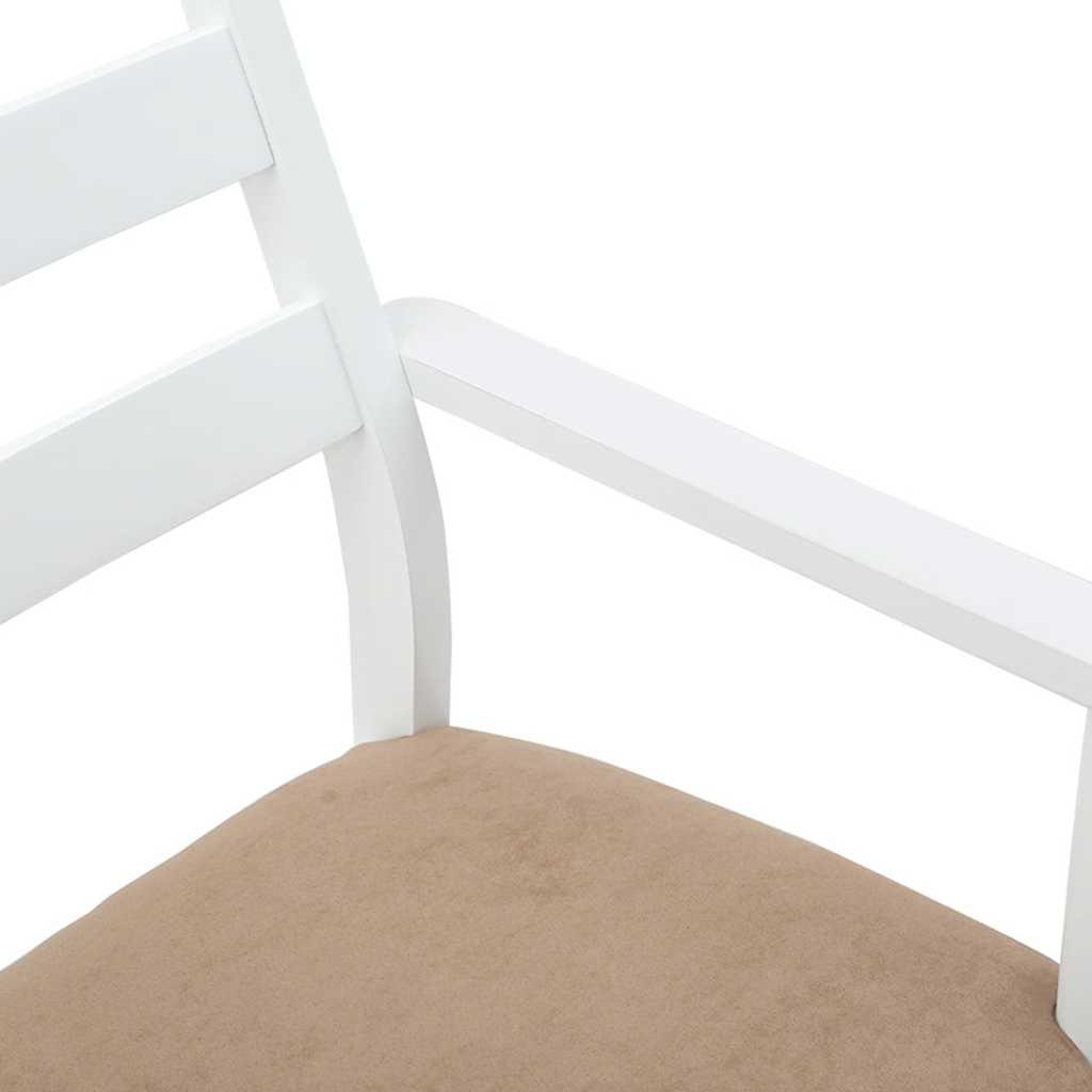 Matstolar med dynor 2 st, vit, massivt trä, gummi