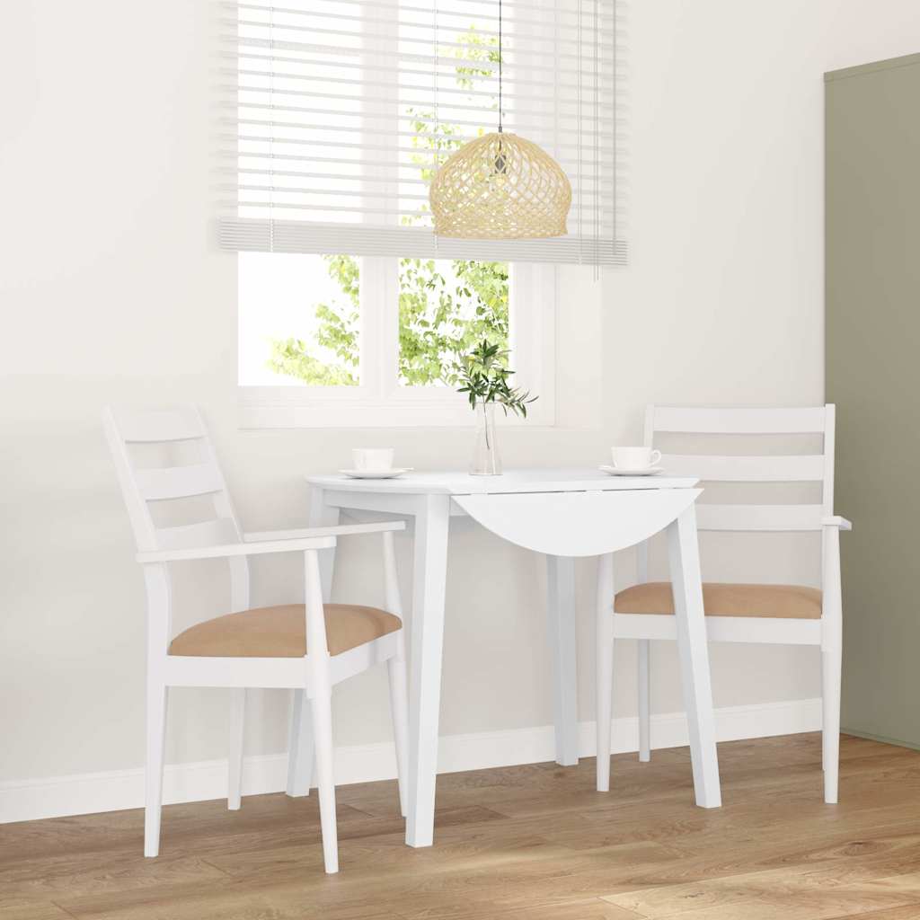 Matstolar med dynor 2 st, vit, massivt trä, gummi