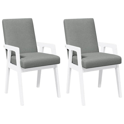 Matstolar med dynor 2 st, vit, massivt trä, gummi