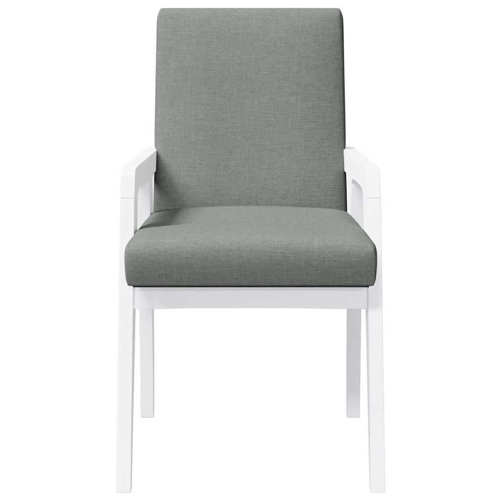 Matstolar med dynor 2 st, vit, massivt trä, gummi