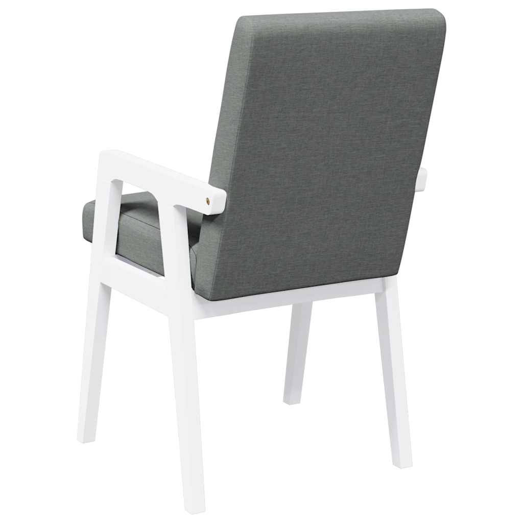 Matstolar med dynor 2 st, vit, massivt trä, gummi