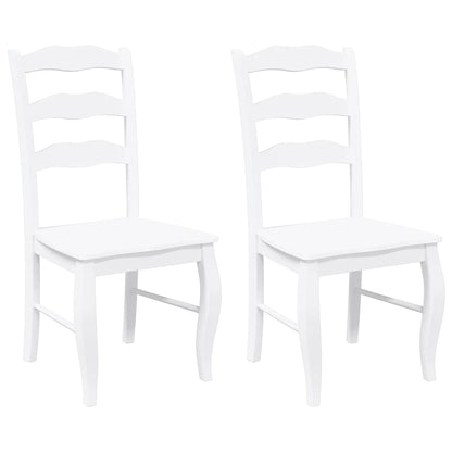 Matstolar 2 st vitt massivt trä gummi