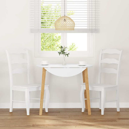 Matstolar 2 st vitt massivt trä gummi