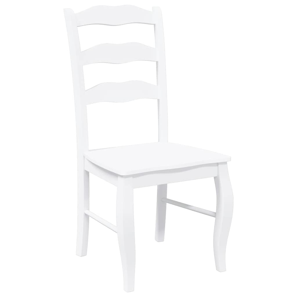 Matstolar 2 st vitt massivt trä gummi